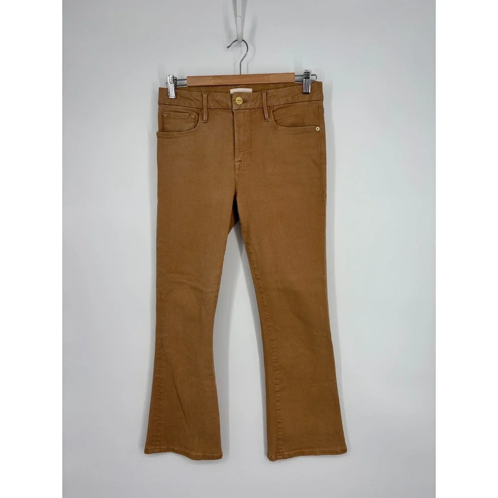 FRAME Jeans Womens 28 Brown Le Crop Mini Boot Bootcut Vicuna Coated